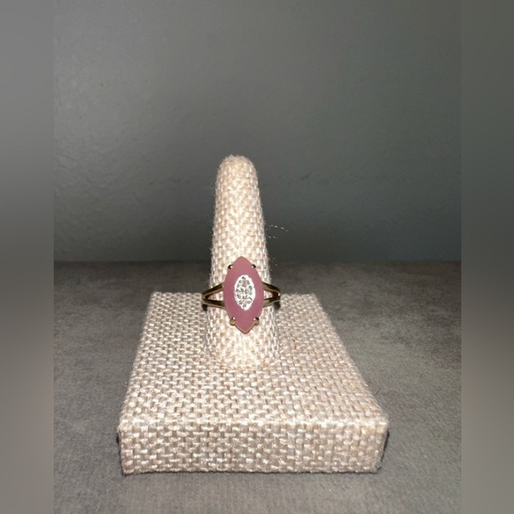 Pink Opal & Diamond Accented 10K YG Ring - Picture 4 of 9